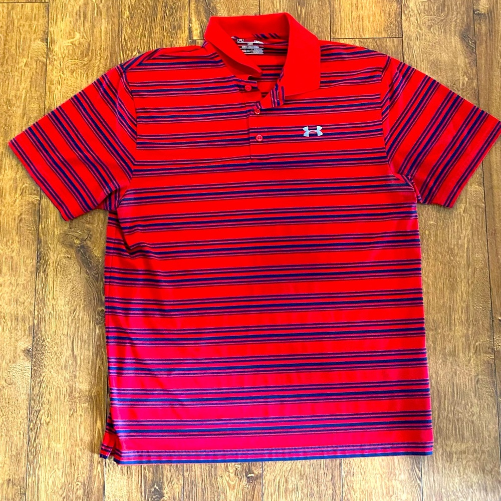 Large Red/Black Under Armour Polo Shirt